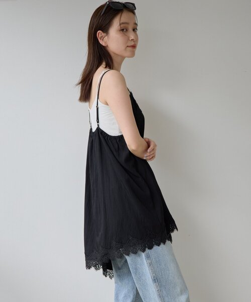 DISCOAT(ディスコート)の「【Noka】ヴィンテージレースアシメキャミチュニック(シャツ/ブラウス・レディース・アイボリー/ブラック・FREE)」の8枚目の写真
