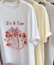 いちごリボンプリントルーズTシャツ