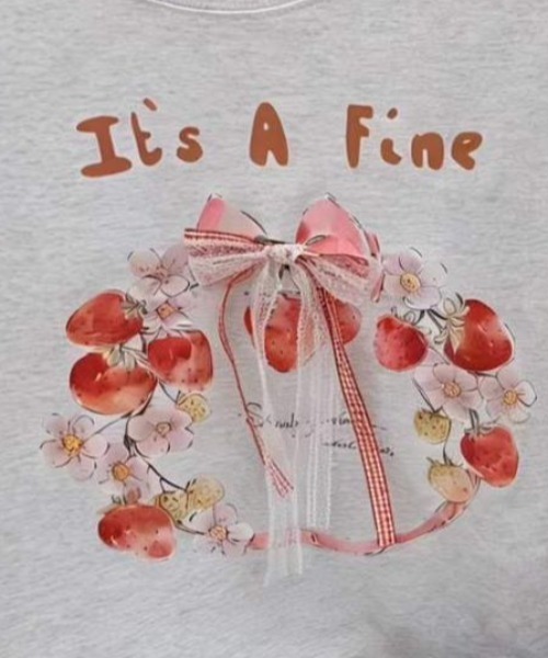 Sibra(シブラ)の「いちごリボンプリントルーズTシャツ(Tシャツ/カットソー・レディース・ホワイト/イエロー/グレー/ブラック・M)」の8枚目の写真