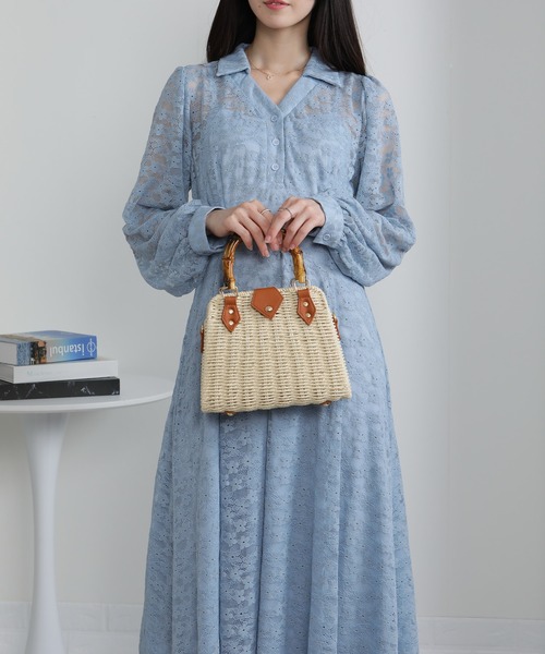 pumpkin port(パンプキンポート)の「総レース ポロ襟風 ロングワンピース(ワンピース・レディース・ブルー/ブラック/アイボリー・M/L)」の19枚目の写真