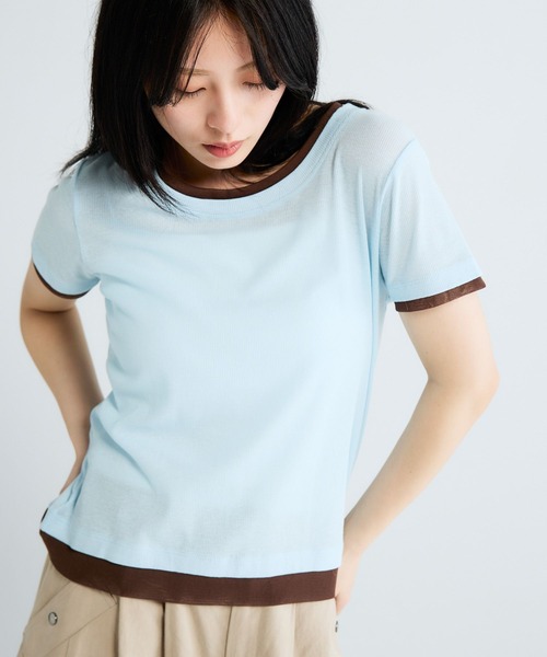 JEANASIS(ジーナシス)の「チュールレイヤーバイカラーTEE/782879(Tシャツ/カットソー・レディース・ブルー系その他/グレー系その他/ブラック系その他・FREE)」の3枚目の写真