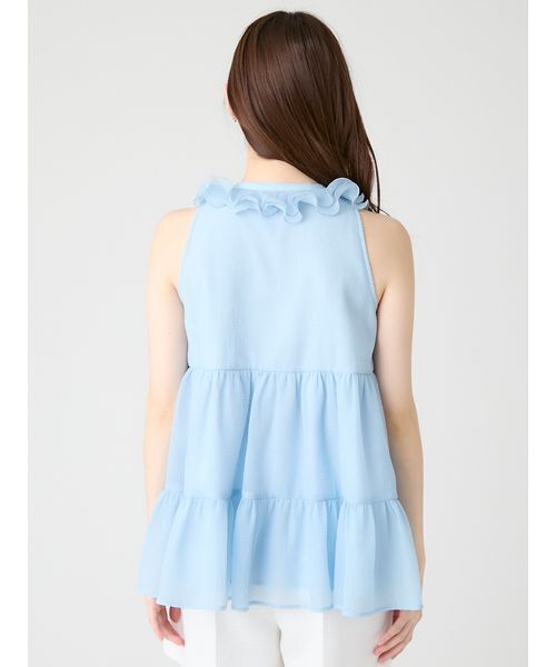 CELFORD（セルフォード）の「【WEB限定カラー】ラッフルフリルネックブラウス（シャツ/ブラウス・レディース・ブラック/ピンクベージュ/サックスブルー/ドット・F）」の9枚目の写真