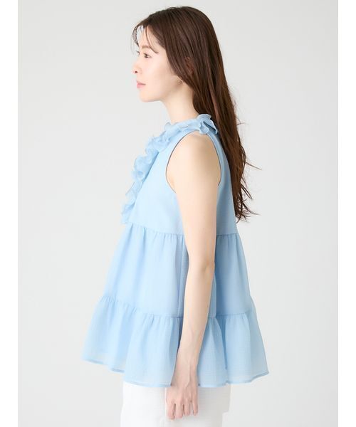 CELFORD（セルフォード）の「【WEB限定カラー】ラッフルフリルネックブラウス（シャツ/ブラウス・レディース・ブラック/ピンクベージュ/サックスブルー/ドット・F）」の8枚目の写真