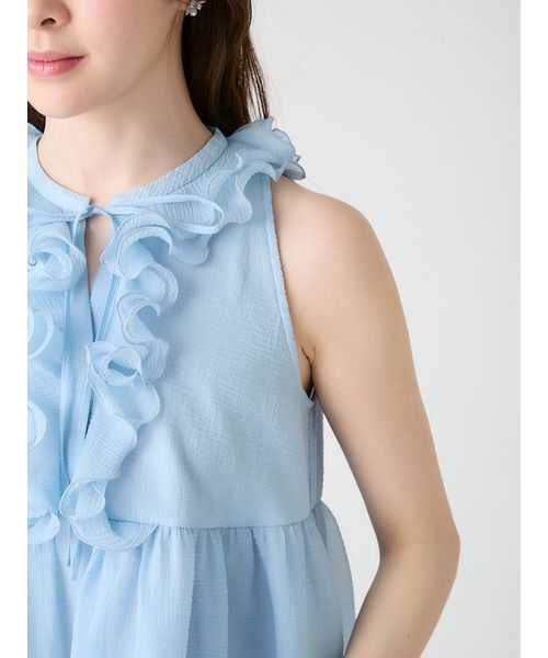 CELFORD（セルフォード）の「【WEB限定カラー】ラッフルフリルネックブラウス（シャツ/ブラウス・レディース・ブラック/ピンクベージュ/サックスブルー/ドット・F）」の6枚目の写真