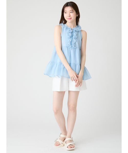 CELFORD（セルフォード）の「【WEB限定カラー】ラッフルフリルネックブラウス（シャツ/ブラウス・レディース・ブラック/ピンクベージュ/サックスブルー/ドット・F）」の19枚目の写真