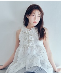 【WEB限定カラー】ラッフルフリルネックブラウス