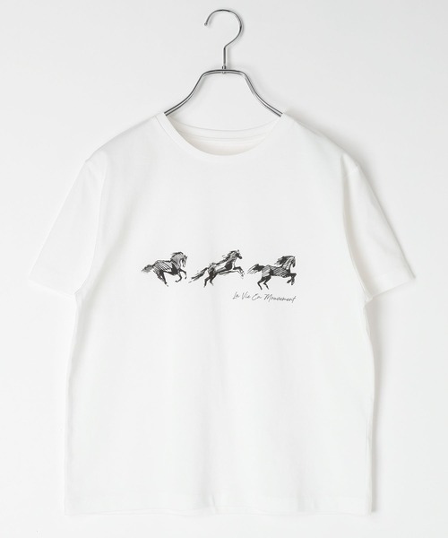 LEPSIM（レプシィム）の「HorseプリントT　668101（Tシャツ/カットソー・レディース・アイボリー/チャコールグレー/オフホワイト・FREE）」の2枚目の写真