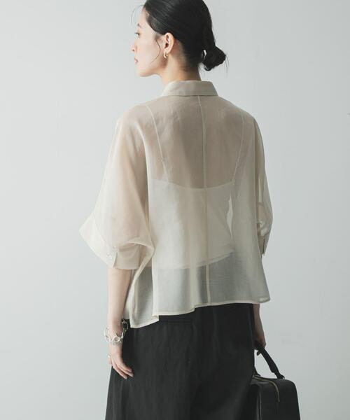 URBAN RESEARCH(アーバンリサーチ)の「ハーフスリーブシアーショートシャツ(シャツ/ブラウス・レディース・グレー系その他/ブラウン系その他/ブラウン・FREE)」の7枚目の写真