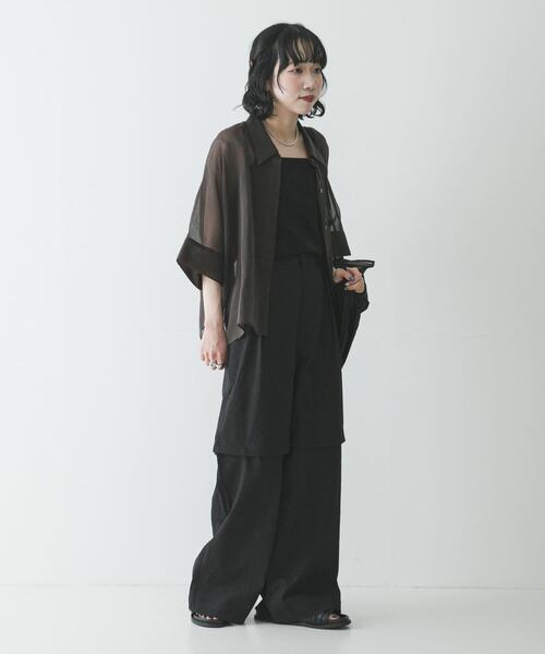 URBAN RESEARCH(アーバンリサーチ)の「ハーフスリーブシアーショートシャツ(シャツ/ブラウス・レディース・グレー系その他/ブラウン系その他/ブラウン・FREE)」の9枚目の写真