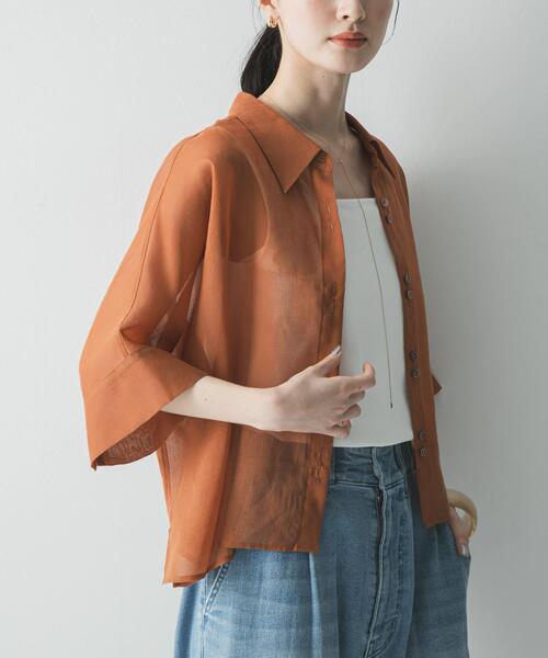 URBAN RESEARCH(アーバンリサーチ)の「ハーフスリーブシアーショートシャツ(シャツ/ブラウス・レディース・グレー系その他/ブラウン系その他/ブラウン・FREE)」の13枚目の写真