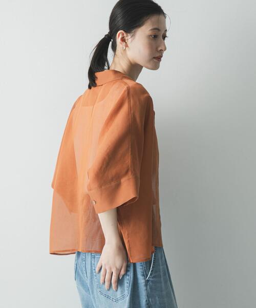 URBAN RESEARCH(アーバンリサーチ)の「ハーフスリーブシアーショートシャツ(シャツ/ブラウス・レディース・グレー系その他/ブラウン系その他/ブラウン・FREE)」の14枚目の写真