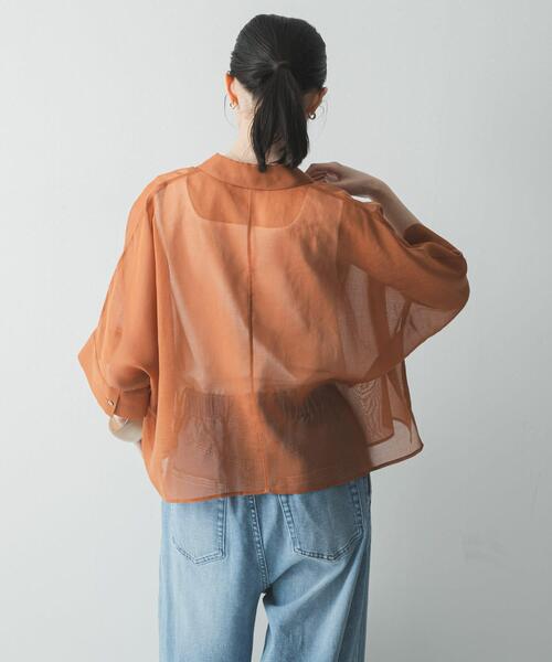 URBAN RESEARCH(アーバンリサーチ)の「ハーフスリーブシアーショートシャツ(シャツ/ブラウス・レディース・グレー系その他/ブラウン系その他/ブラウン・FREE)」の15枚目の写真