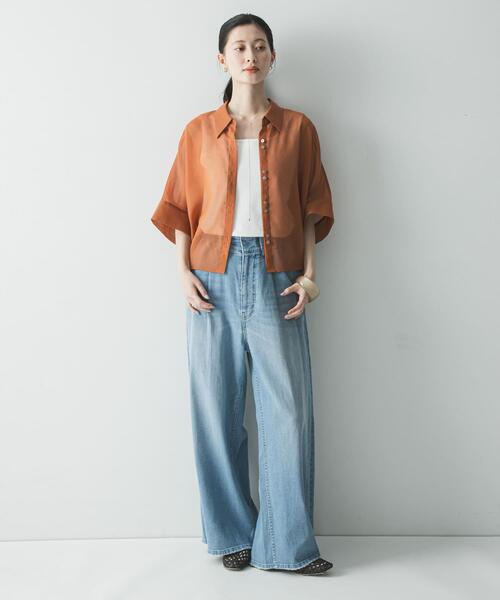 URBAN RESEARCH(アーバンリサーチ)の「ハーフスリーブシアーショートシャツ(シャツ/ブラウス・レディース・グレー系その他/ブラウン系その他/ブラウン・FREE)」の17枚目の写真