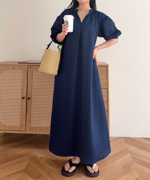 KOBE LETTUCE（コウベレタス）の「[ kieさんコラボ ]ロングフレアシャツワンピース（シャツワンピース・レディース・ベージュ/イエロー/ネイビー・M）」の9枚目の写真