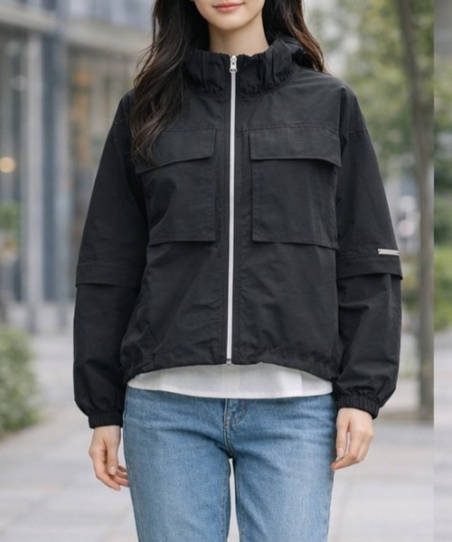 PATRIOT TAXI SELECT(パトリオットタクシーセレクト)の「【KILA MODA】軽量ワッシャー素材2WAYライトブルゾン(ブルゾン・レディース・ブラック/シルバーグレー/ライム・MEDIUM/LARGE/LL/3L)」の1枚目の写真