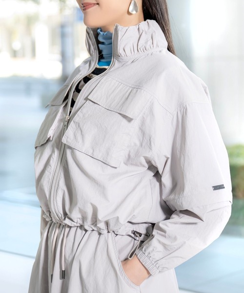 PATRIOT TAXI SELECT(パトリオットタクシーセレクト)の「【KILA MODA】軽量ワッシャー素材2WAYライトブルゾン(ブルゾン・レディース・ブラック/シルバーグレー/ライム・MEDIUM/LARGE/LL/3L)」の6枚目の写真