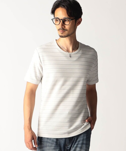 NICOLE CLUB FOR MEN(ニコルクラブフォーメン)の「タックボーダークルーネック半袖プルオーバー(Tシャツ/カットソー・メンズ・ブラック/ホワイト/ネイビー/その他2・L/M/XL)」の4枚目の写真
