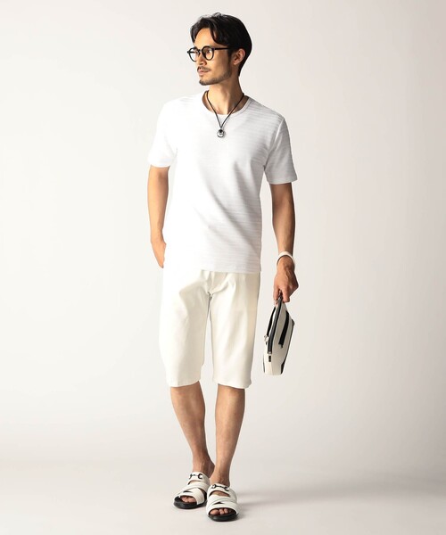 NICOLE CLUB FOR MEN(ニコルクラブフォーメン)の「タックボーダークルーネック半袖プルオーバー(Tシャツ/カットソー・メンズ・ブラック/ホワイト/ネイビー/その他2・L/M/XL)」の10枚目の写真