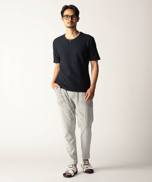 NICOLE CLUB FOR MEN(ニコルクラブフォーメン)の「タックボーダークルーネック半袖プルオーバー(Tシャツ/カットソー・メンズ・ブラック/ホワイト/ネイビー/その他2・L/M/XL)」の12枚目の写真