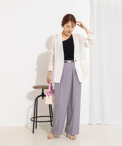 NOLLEY’S(ノーリーズ)の「ウォッシャブルリネンライクシアージャケット(ノーカラージャケット・レディース・オフホワイト・36/38)」の13枚目の写真