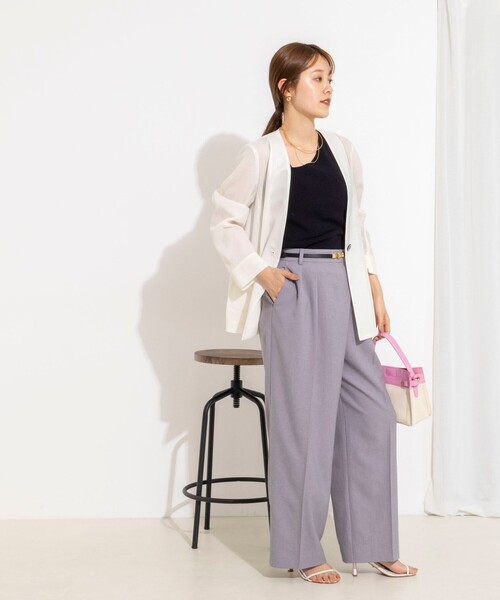 NOLLEY’S(ノーリーズ)の「ウォッシャブルリネンライクシアージャケット(ノーカラージャケット・レディース・オフホワイト・36/38)」の14枚目の写真