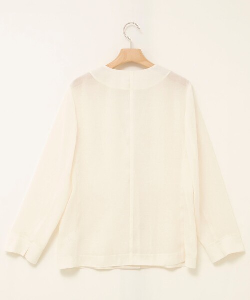 NOLLEY’S(ノーリーズ)の「ウォッシャブルリネンライクシアージャケット(ノーカラージャケット・レディース・オフホワイト・36/38)」の3枚目の写真