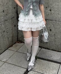 レース×シフォンミニスカート