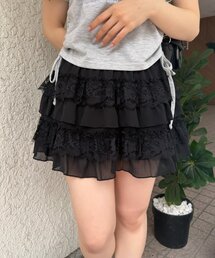 レース×シフォンミニスカート