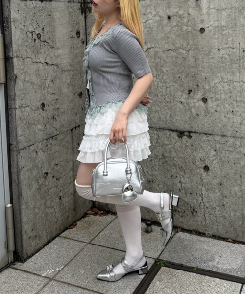 continuer de NICE CLAUP(コンティニューデナイスクラップ)の「レース×シフォンミニスカート(スカート・レディース・ドット/オフホワイト/ブラック・FREE)」の6枚目の写真