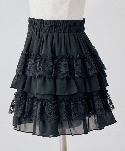 continuer de NICE CLAUP(コンティニューデナイスクラップ)の「レース×シフォンミニスカート(スカート・レディース・ドット/オフホワイト/ブラック・FREE)」の16枚目の写真