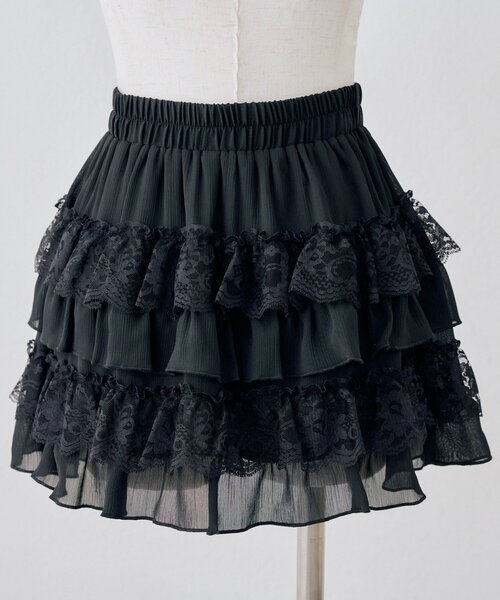 continuer de NICE CLAUP(コンティニューデナイスクラップ)の「レース×シフォンミニスカート(スカート・レディース・ドット/オフホワイト/ブラック・FREE)」の17枚目の写真