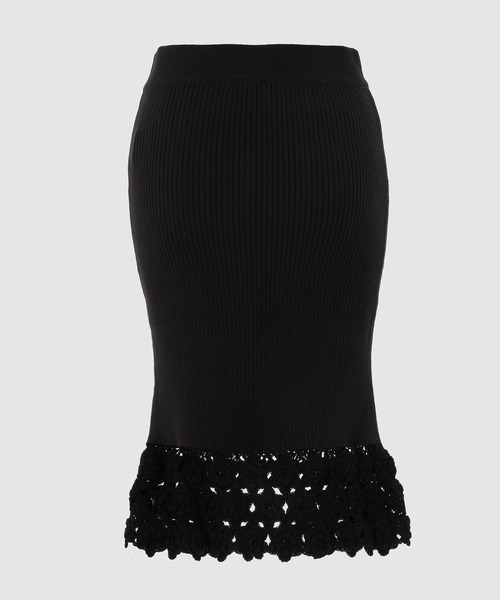 GANNI（ガニー）の「Fine Cotton Rib Crochet Skirt（スカート・レディース・ブラック・M/S）」の2枚目の写真