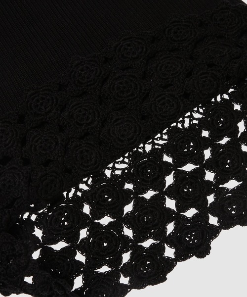 GANNI（ガニー）の「Fine Cotton Rib Crochet Skirt（スカート・レディース・ブラック・M/S）」の5枚目の写真