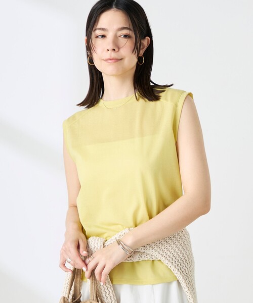 NOLLEY’S（ノーリーズ）の「ウォッシャブルシアードライコットンノースリーブプルオーバー（Tシャツ/カットソー・レディース・ブラウン/サックスブルー/イエロー・FREE）」の3枚目の写真