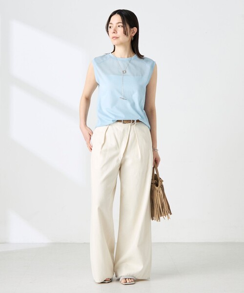 NOLLEY’S（ノーリーズ）の「ウォッシャブルシアードライコットンノースリーブプルオーバー（Tシャツ/カットソー・レディース・ブラウン/サックスブルー/イエロー・FREE）」の15枚目の写真
