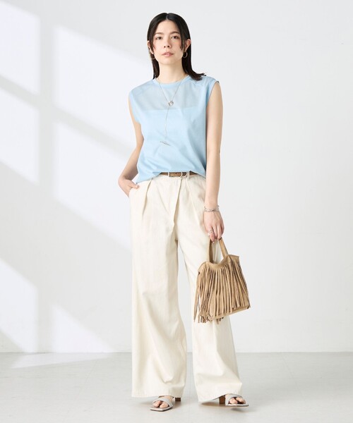 NOLLEY’S（ノーリーズ）の「ウォッシャブルシアードライコットンノースリーブプルオーバー（Tシャツ/カットソー・レディース・ブラウン/サックスブルー/イエロー・FREE）」の16枚目の写真