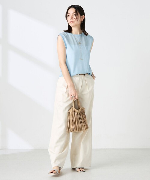 NOLLEY’S（ノーリーズ）の「ウォッシャブルシアードライコットンノースリーブプルオーバー（Tシャツ/カットソー・レディース・ブラウン/サックスブルー/イエロー・FREE）」の22枚目の写真