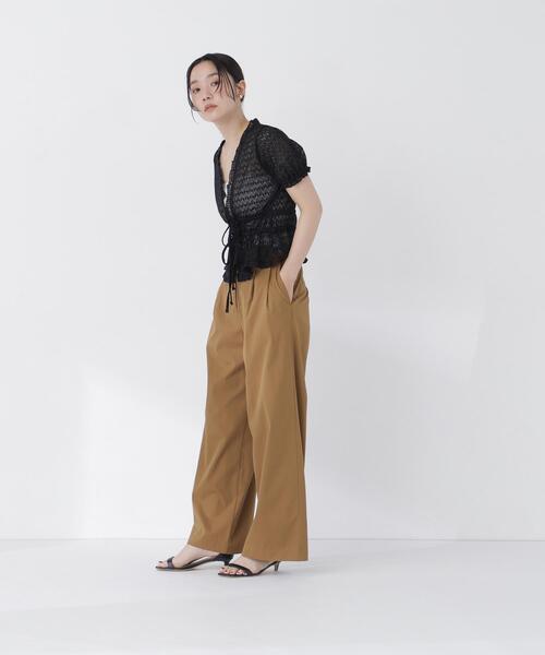 NATURAL BEAUTY BASIC(ナチュラルビューティーベーシック)の「クロシェカットカーディガン(カーディガン/ボレロ・レディース・ブラック/オフホワイト・フリ-)」の8枚目の写真