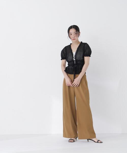 NATURAL BEAUTY BASIC(ナチュラルビューティーベーシック)の「クロシェカットカーディガン(カーディガン/ボレロ・レディース・ブラック/オフホワイト・フリ-)」の10枚目の写真