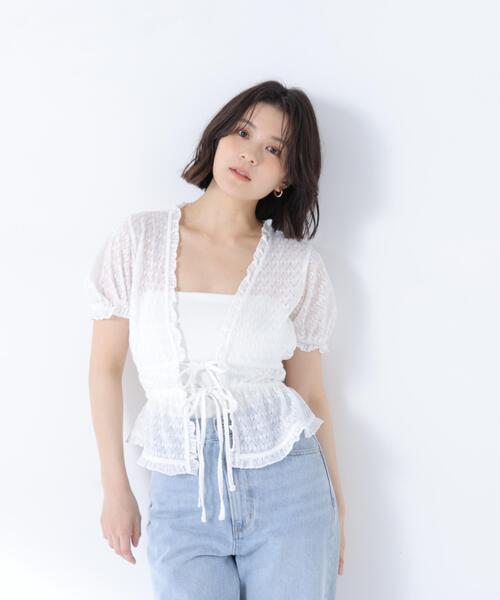 NATURAL BEAUTY BASIC(ナチュラルビューティーベーシック)の「クロシェカットカーディガン(カーディガン/ボレロ・レディース・ブラック/オフホワイト・フリ-)」の17枚目の写真
