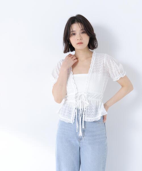 NATURAL BEAUTY BASIC(ナチュラルビューティーベーシック)の「クロシェカットカーディガン(カーディガン/ボレロ・レディース・ブラック/オフホワイト・フリ-)」の19枚目の写真
