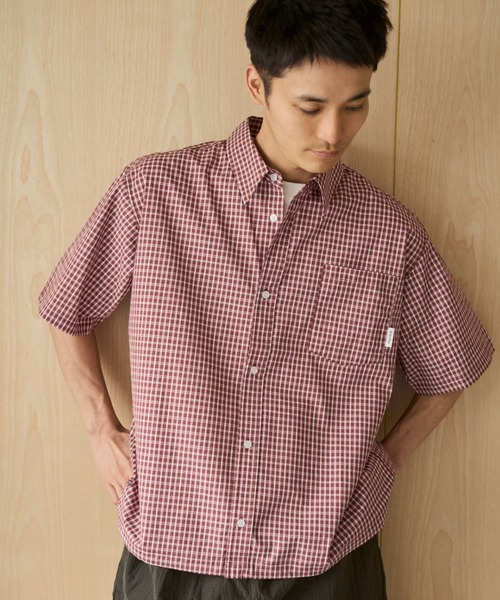 BROKEN BASE（ブロークンベース）の「Half Sleeve Check Shirts / ハーフスリーブチェックシャツ（シャツ/ブラウス・メンズ・ライトブルー/レッド/ネイビー・MEDIUM/LARGE）」の3枚目の写真