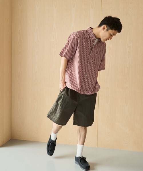 BROKEN BASE（ブロークンベース）の「Half Sleeve Check Shirts / ハーフスリーブチェックシャツ（シャツ/ブラウス・メンズ・ライトブルー/レッド/ネイビー・MEDIUM/LARGE）」の6枚目の写真