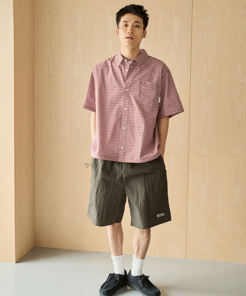 BROKEN BASE（ブロークンベース）の「Half Sleeve Check Shirts / ハーフスリーブチェックシャツ（シャツ/ブラウス・メンズ・ライトブルー/レッド/ネイビー・MEDIUM/LARGE）」の4枚目の写真