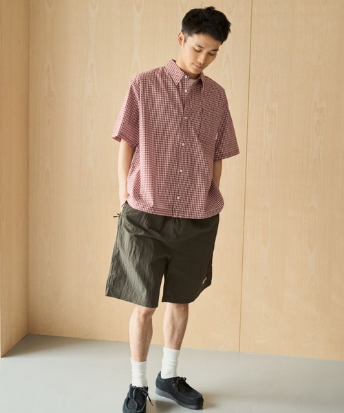 BROKEN BASE（ブロークンベース）の「Half Sleeve Check Shirts / ハーフスリーブチェックシャツ（シャツ/ブラウス・メンズ・ライトブルー/レッド/ネイビー・MEDIUM/LARGE）」の5枚目の写真