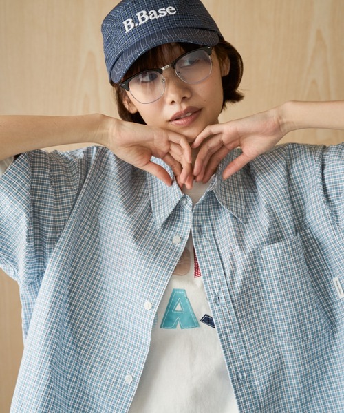 BROKEN BASE（ブロークンベース）の「Half Sleeve Check Shirts / ハーフスリーブチェックシャツ（シャツ/ブラウス・メンズ・ライトブルー/レッド/ネイビー・MEDIUM/LARGE）」の9枚目の写真