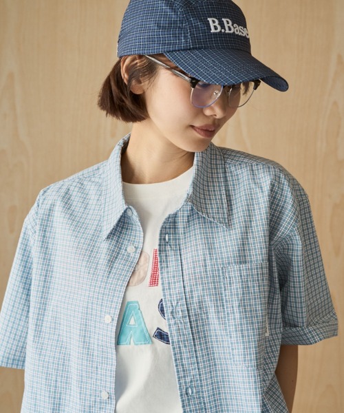 BROKEN BASE（ブロークンベース）の「Half Sleeve Check Shirts / ハーフスリーブチェックシャツ（シャツ/ブラウス・メンズ・ライトブルー/レッド/ネイビー・MEDIUM/LARGE）」の8枚目の写真