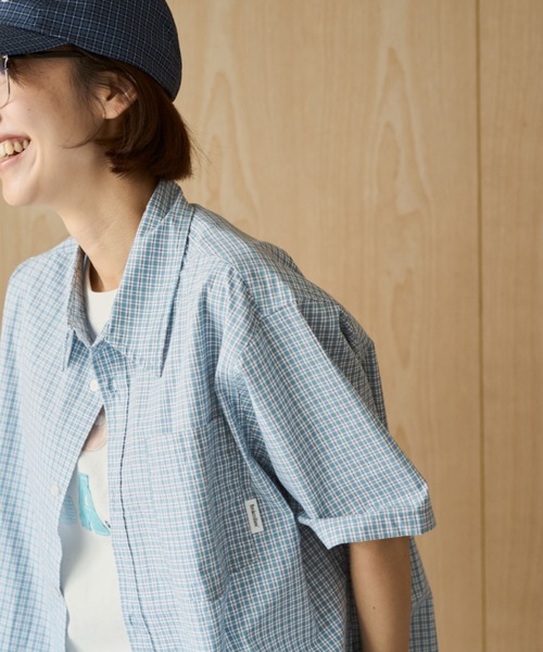 BROKEN BASE（ブロークンベース）の「Half Sleeve Check Shirts / ハーフスリーブチェックシャツ（シャツ/ブラウス・メンズ・ライトブルー/レッド/ネイビー・MEDIUM/LARGE）」の10枚目の写真