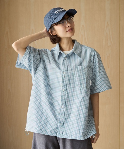 BROKEN BASE（ブロークンベース）の「Half Sleeve Check Shirts / ハーフスリーブチェックシャツ（シャツ/ブラウス・メンズ・ライトブルー/レッド/ネイビー・MEDIUM/LARGE）」の15枚目の写真