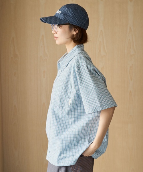 BROKEN BASE（ブロークンベース）の「Half Sleeve Check Shirts / ハーフスリーブチェックシャツ（シャツ/ブラウス・メンズ・ライトブルー/レッド/ネイビー・MEDIUM/LARGE）」の16枚目の写真